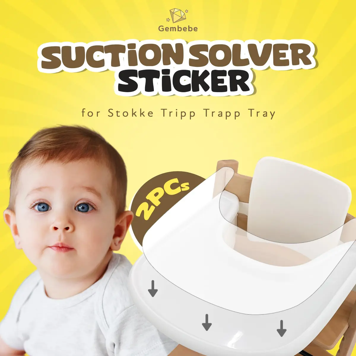 Gembebe Suction Solver Sticker for Stokke Tripp Trapp Tray 2pcs | Safe Adhesive Placemat Enhances Suction - view 2
