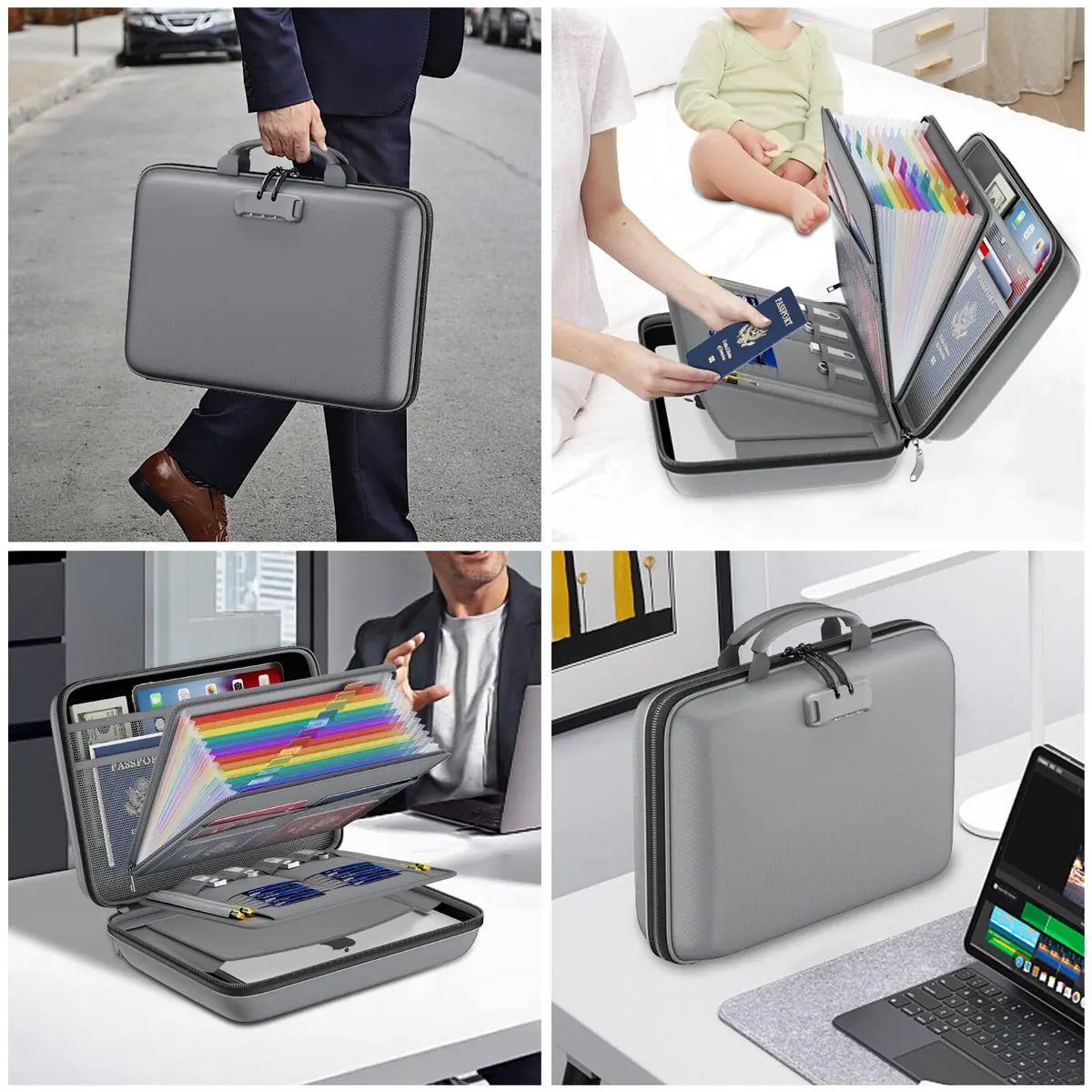 DocSafe Fireproof Document Box with Lock & 13 Pockets, 38.1cm x 29.2cm x 7.6cm (15.5" x 11.5" x 3") | Fire & Water Resistant Hard-Shell Organizer - view 5