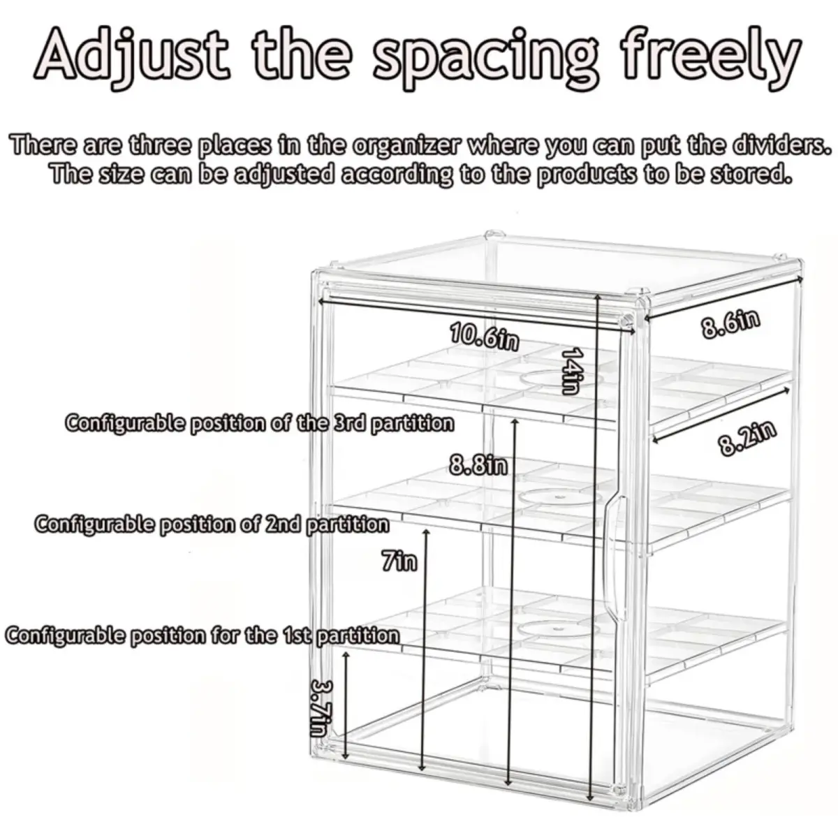 QIYUNI Clear Food Storage Container with 2 Layers & Adjustable Dividers | 21L Capacity, Stackable & Airtight - view 4