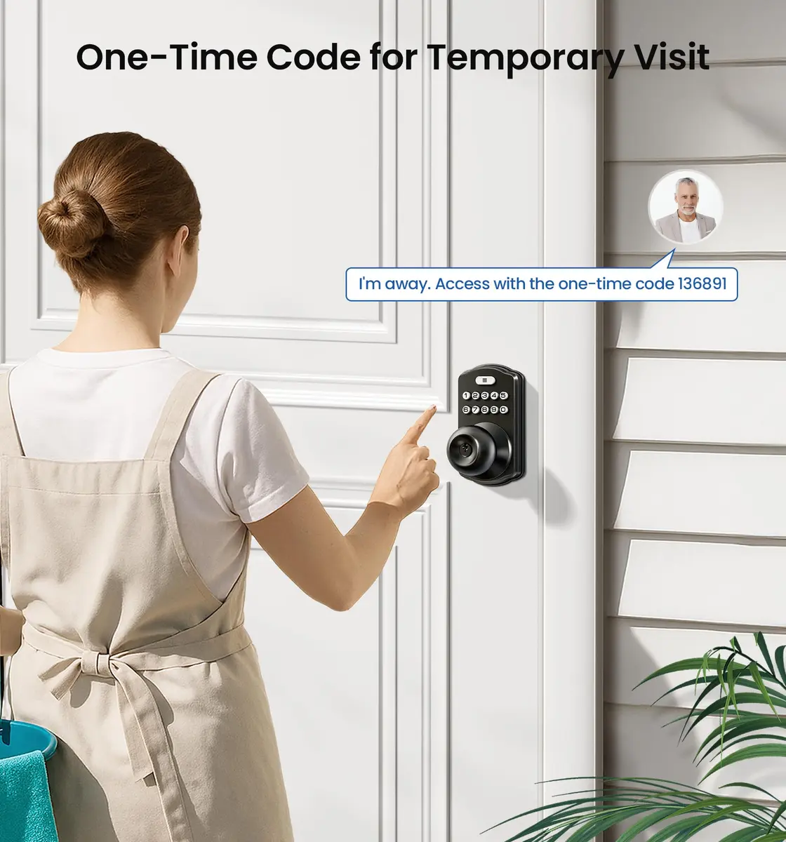 Veise KS03 Keypad Door Knob with Handle | Keyless Entry Lock, Matte Black, 20 User Codes, Auto-Lock, Waterproof - view 5