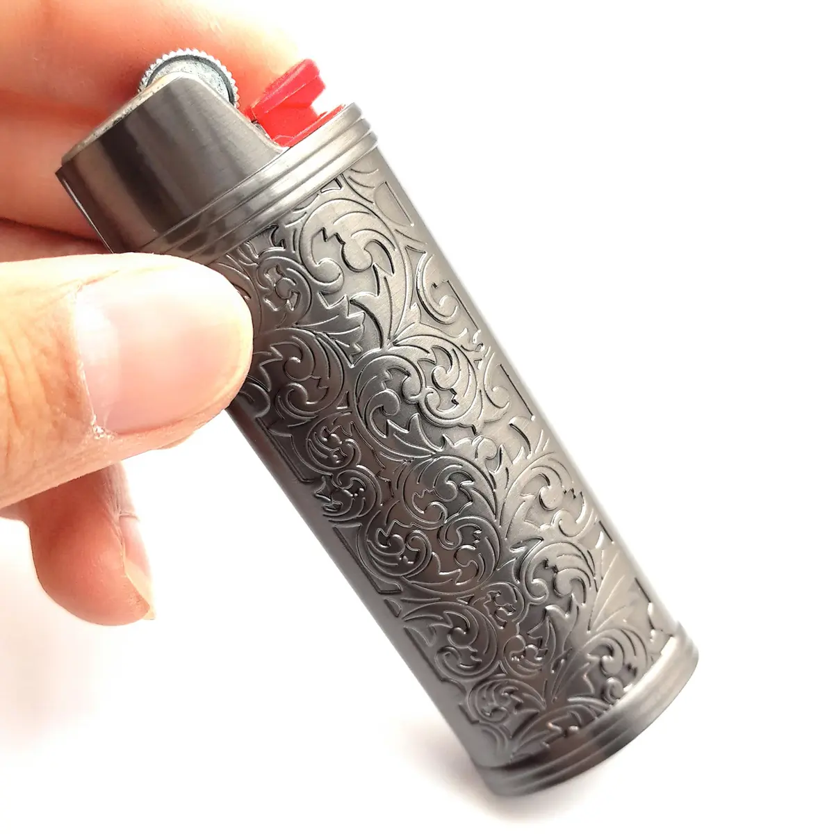 Lucklybestseller Metal Lighter Case Cover Holder Vintage Floral Stamped for BIC Full Size Lighter J6 - view 5