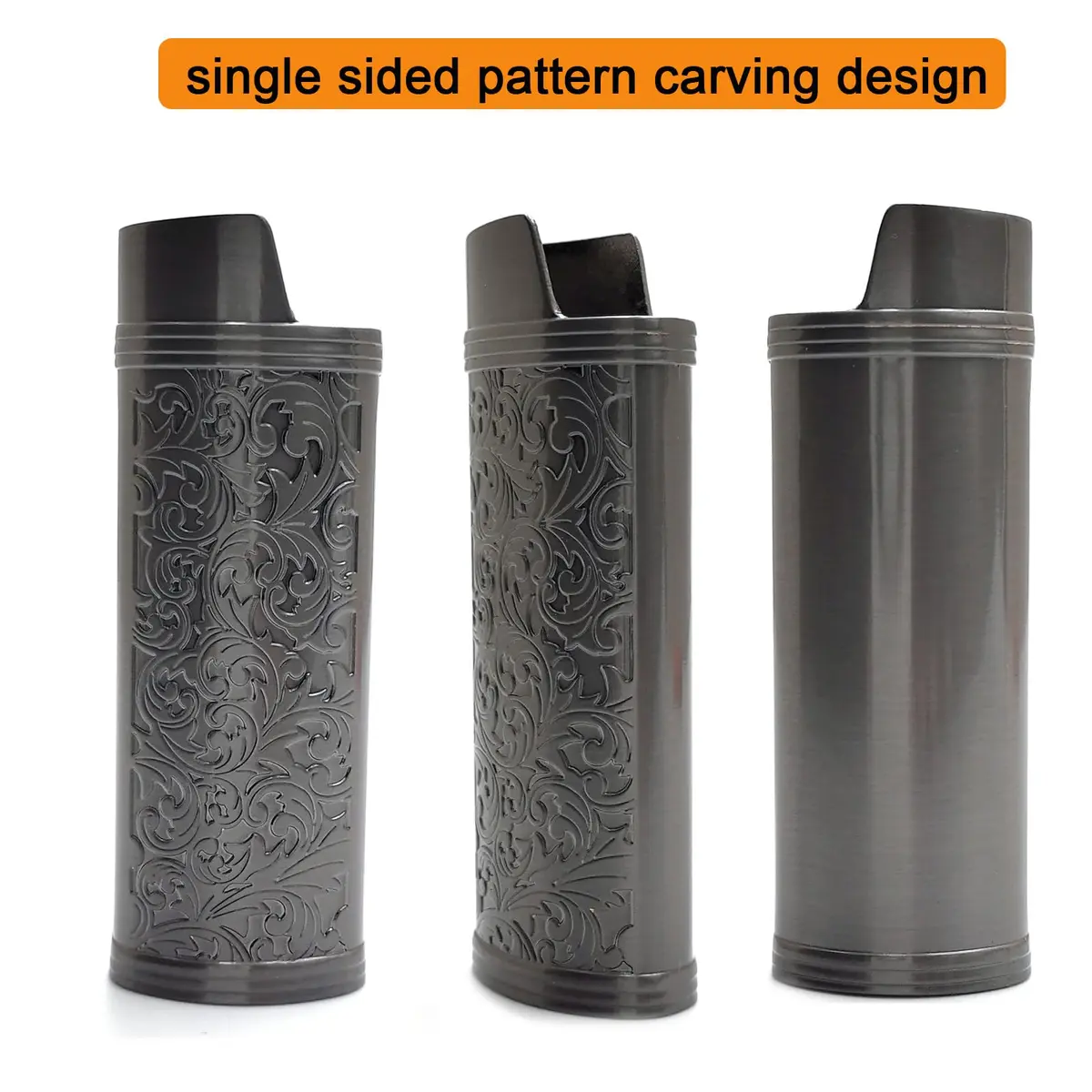 Lucklybestseller Metal Lighter Case Cover Holder Vintage Floral Stamped for BIC Full Size Lighter J6 - view 2