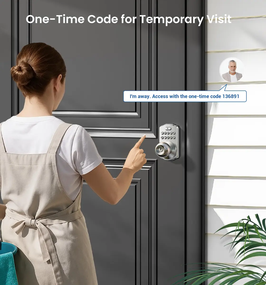 Veise KS03 Keypad Door Knob | Keyless Entry Lock with Handle, Satin Nickel, US Standard - view 5