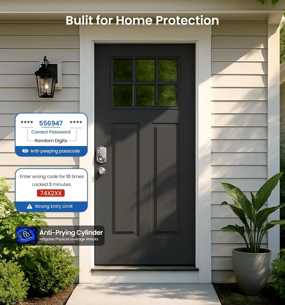 Veise KS03 Keypad Door Knob | Keyless Entry Lock with Handle, Satin Nickel, US Standard - view 8
