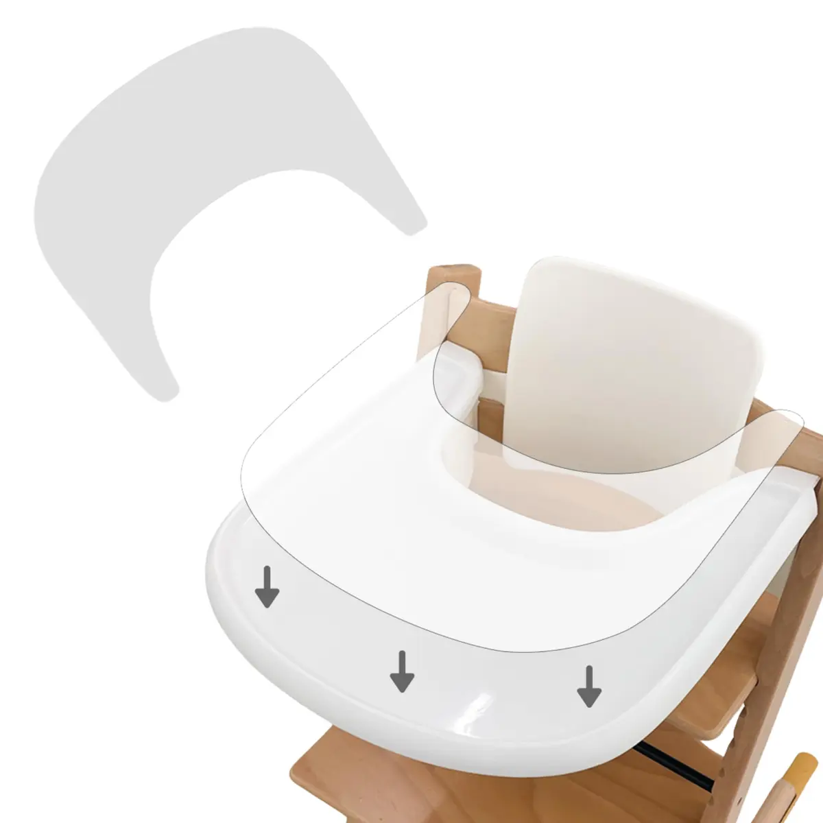 Gembebe Suction Solver Sticker for Stokke Tripp Trapp Tray, 3pc Tray Shape | Improves Suction for Bowls & Toys - main product image