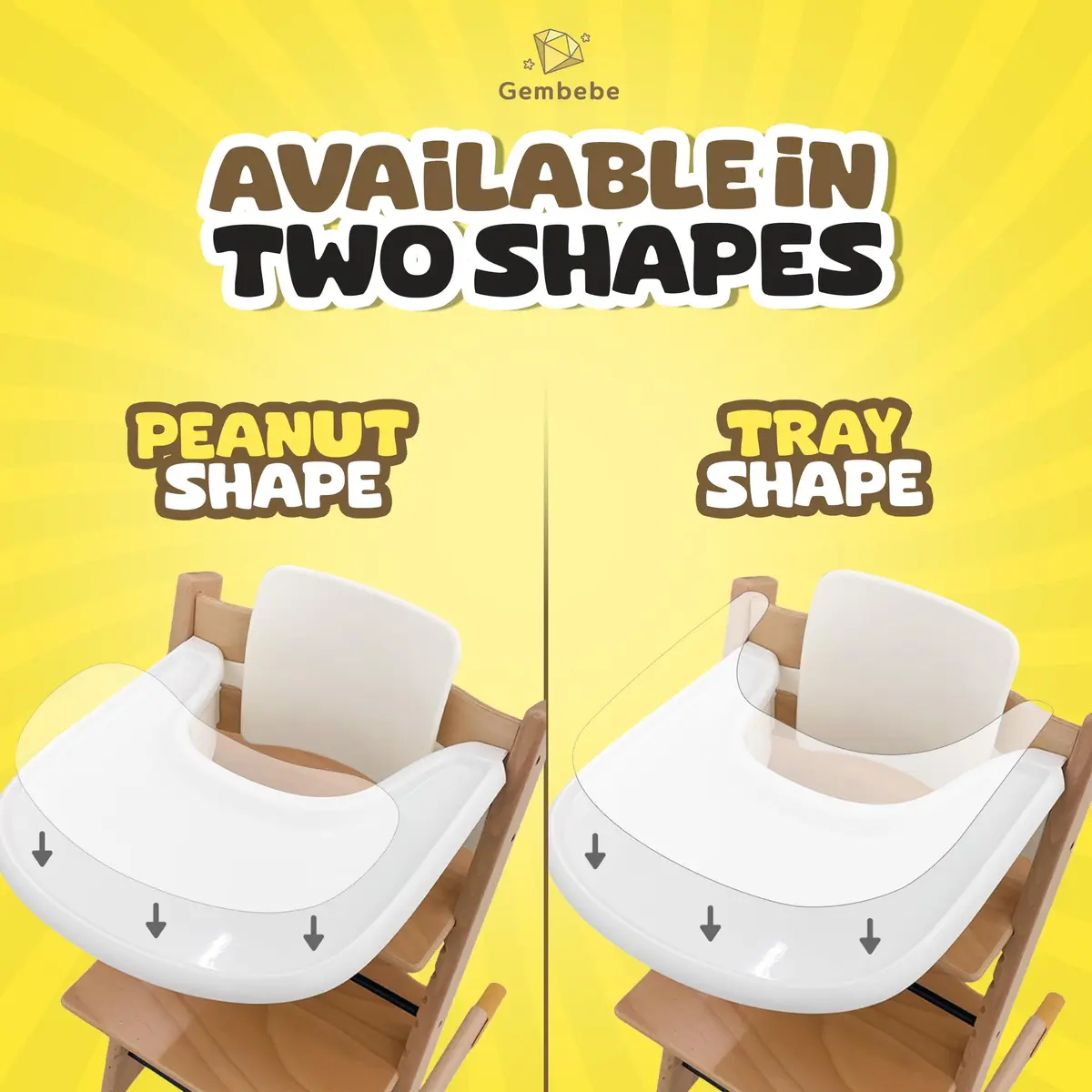 Gembebe Suction Solver Sticker for Stokke Tripp Trapp Tray, 3pc Tray Shape | Improves Suction for Bowls & Toys - view 8