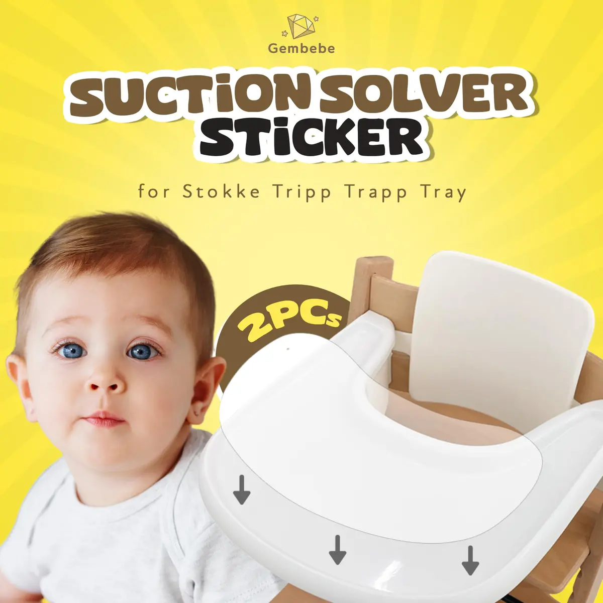 Gembebe Suction Solver Sticker for Stokke Tripp Trapp Tray, 2 Peanut Shape Placemats | Improves Suction for Bowls & Toys - view 2