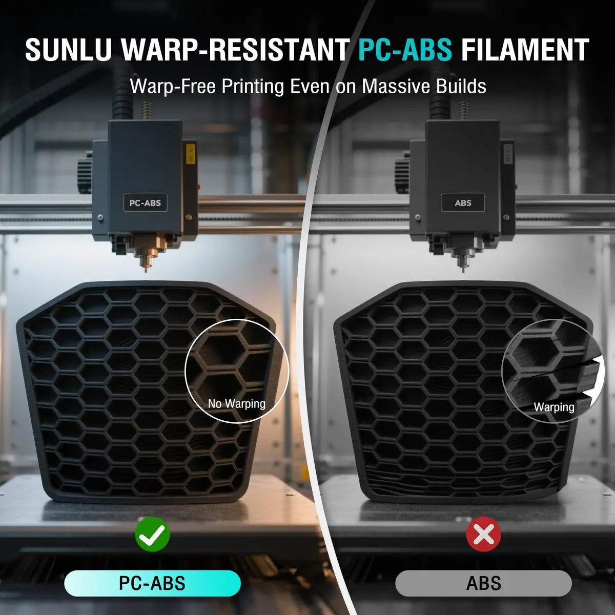SUNLU PC-ABS 3D Printing Filament 1.75mm 1KG White | High-Strength, Heat-Resistant, Paint & Plate Ready - view 6