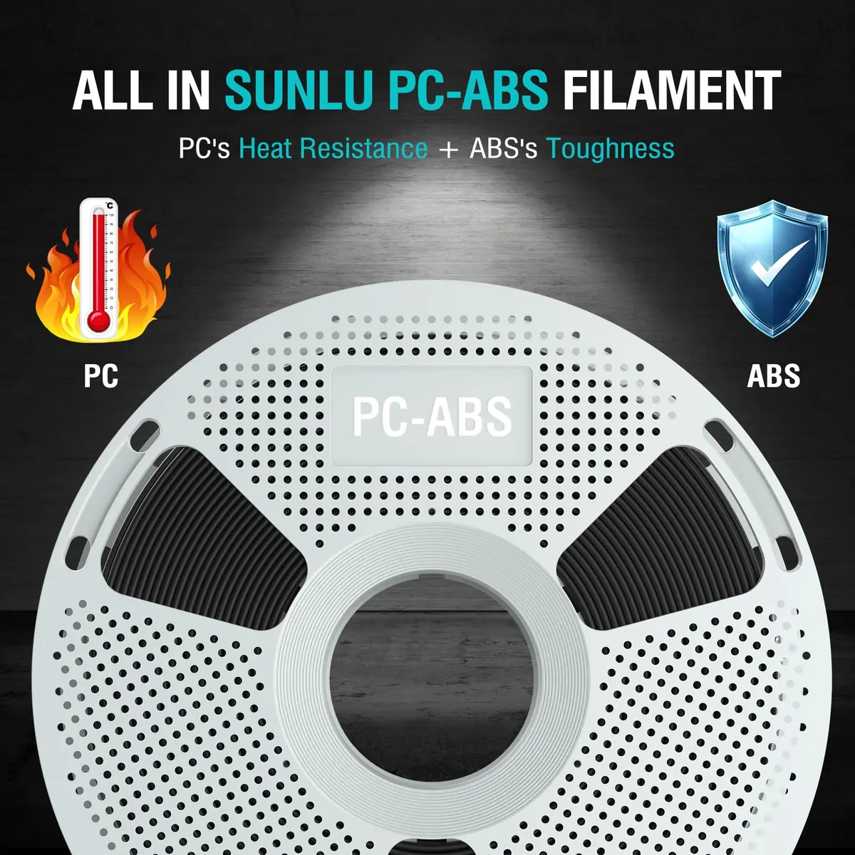 SUNLU PC-ABS 3D Printing Filament 1.75mm 1KG White | High-Strength, Heat-Resistant, Paint & Plate Ready - view 2