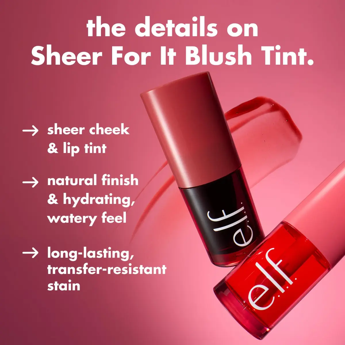 e.l.f. Sheer For It Blush Tint Cherry Cola Liquid 0.22 Fl Oz (6.5ml) | Hydrating Lip & Cheek Stain - view 2