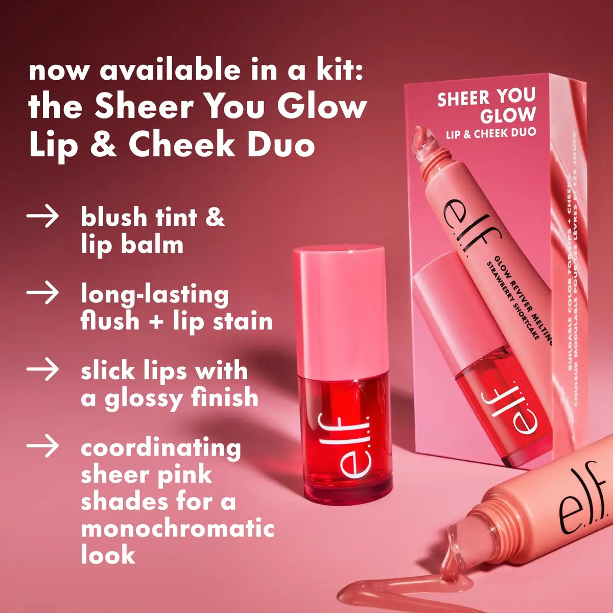e.l.f. Sheer For It Blush Tint, Pink Positive | Hydrating, Long-Lasting Lip & Cheek Color - view 6