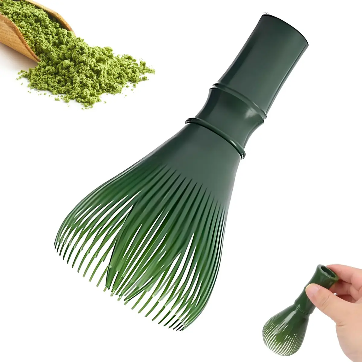 TANGZHIFEIYUE Matcha Whisk | Reusable Resin Matcha Stirring Tool for Japanese Tea Ceremony (Green) | One Size - main product image