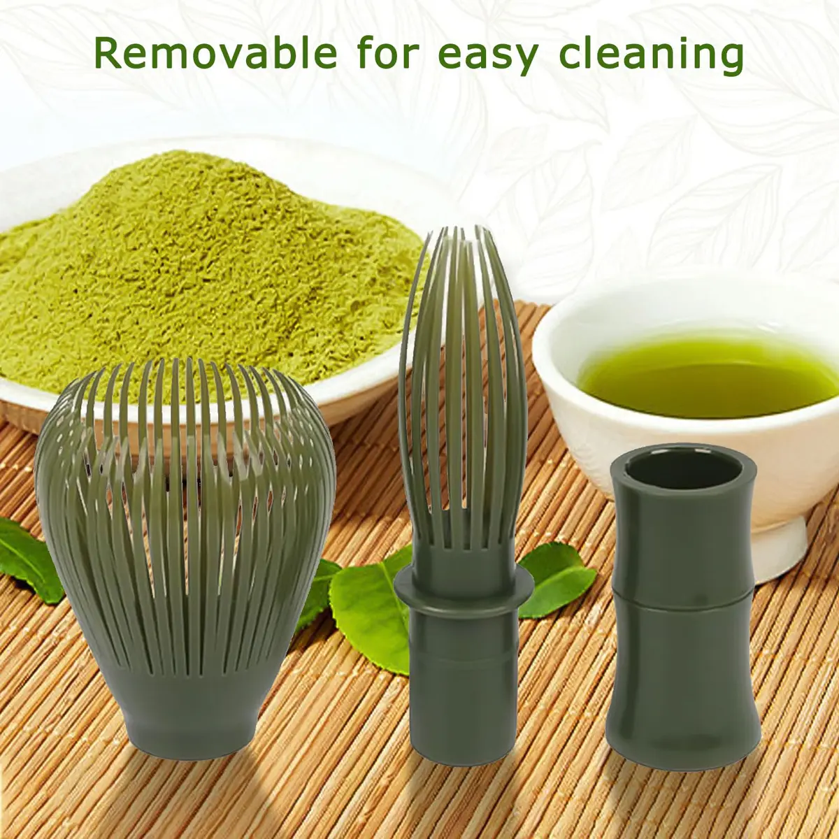 TANGZHIFEIYUE Matcha Whisk | Reusable Resin Matcha Stirring Tool for Japanese Tea Ceremony (Green) | One Size - view 5