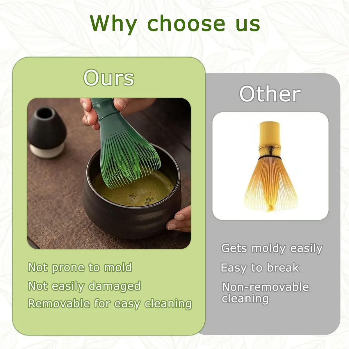 TANGZHIFEIYUE Matcha Whisk | Reusable Resin Matcha Stirring Tool for Japanese Tea Ceremony (Green) | One Size - view 6