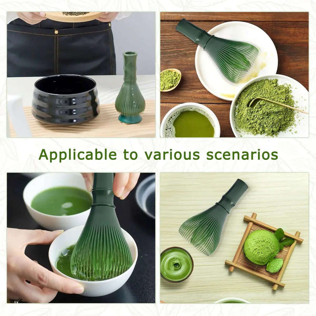 TANGZHIFEIYUE Matcha Whisk | Reusable Resin Matcha Stirring Tool for Japanese Tea Ceremony (Green) | One Size - view 7