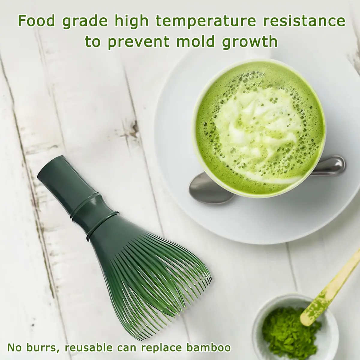 TANGZHIFEIYUE Matcha Whisk | Reusable Resin Matcha Stirring Tool for Japanese Tea Ceremony (Green) | One Size - view 4