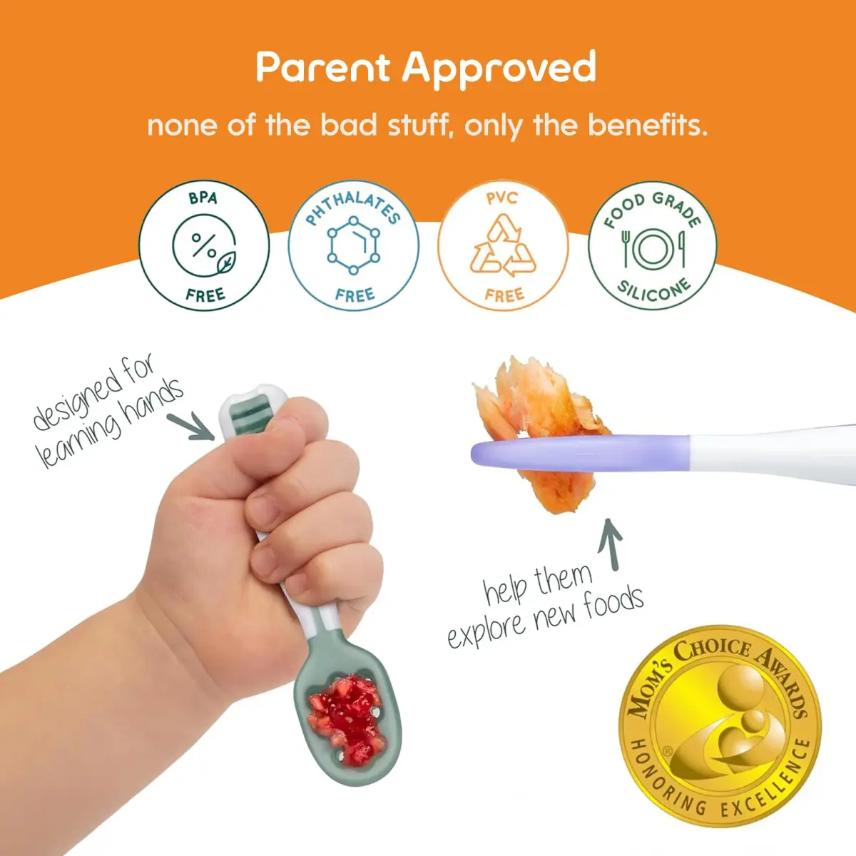 NumNum Baby Spoons Self Feeding 6 Months, 2-Pack Blue/Red | Pediatric OT Recommended for Baby Led Weaning - view 6