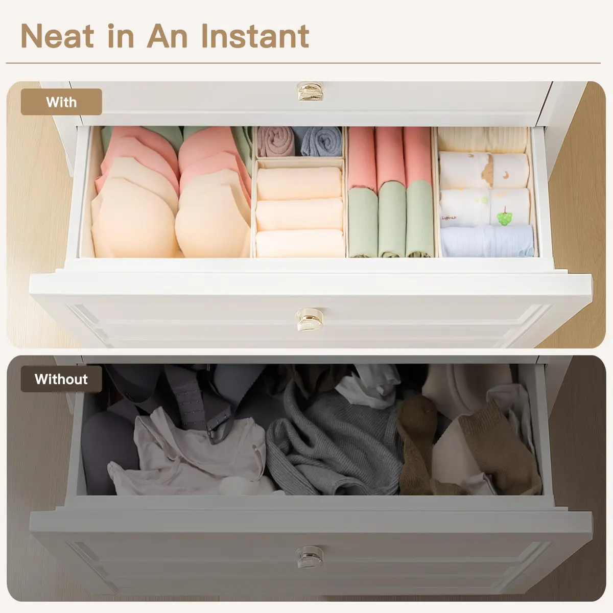 Criusia Drawer Organizer Clothes 14 Pack | Foldable Closet Dividers for Baby & Bedroom Storage - view 9