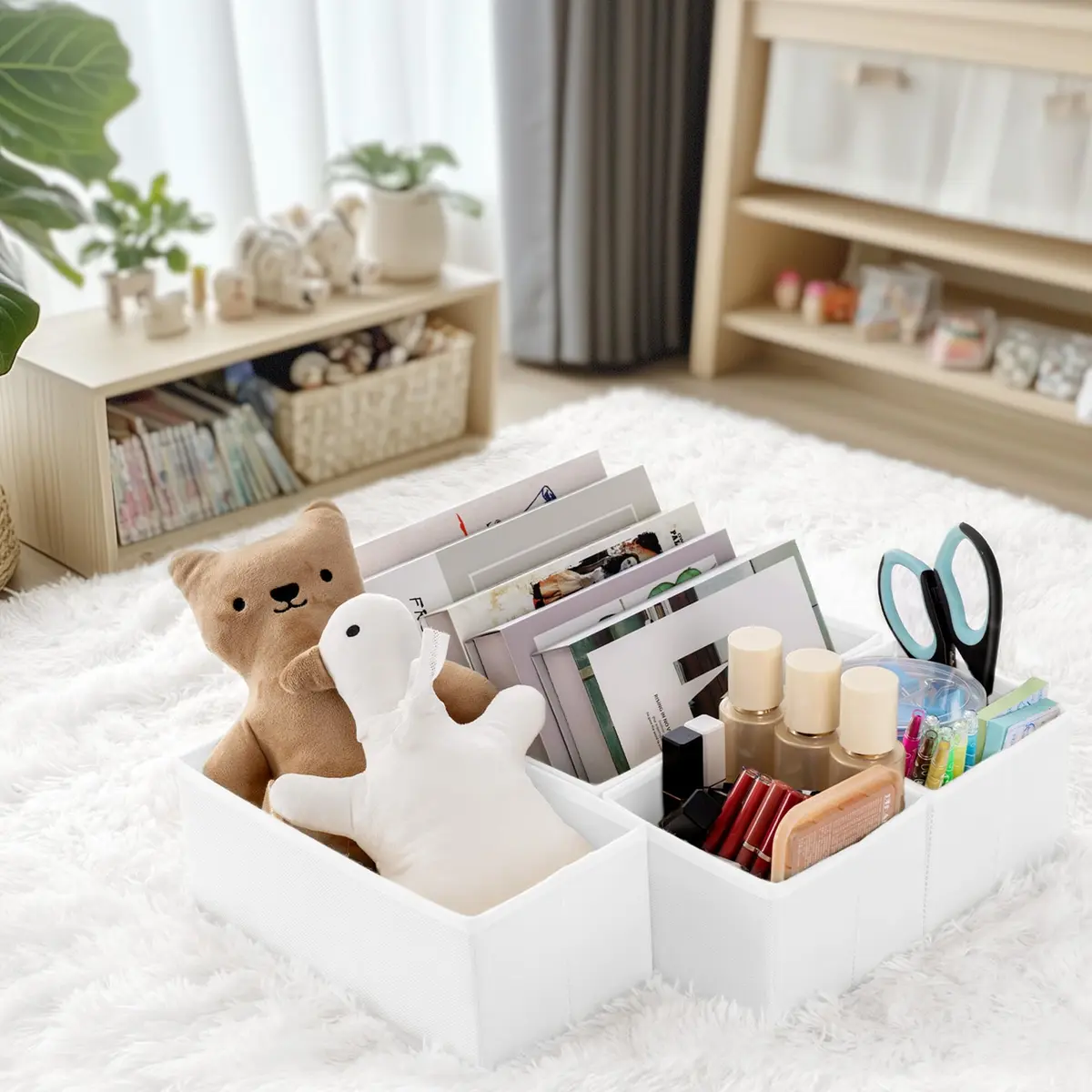 Criusia White 14 Pack Drawer Organizer Caddy | Lightweight Foldable Closet Storage Dividers for Baby Clothes, Underwear, Socks - view 9