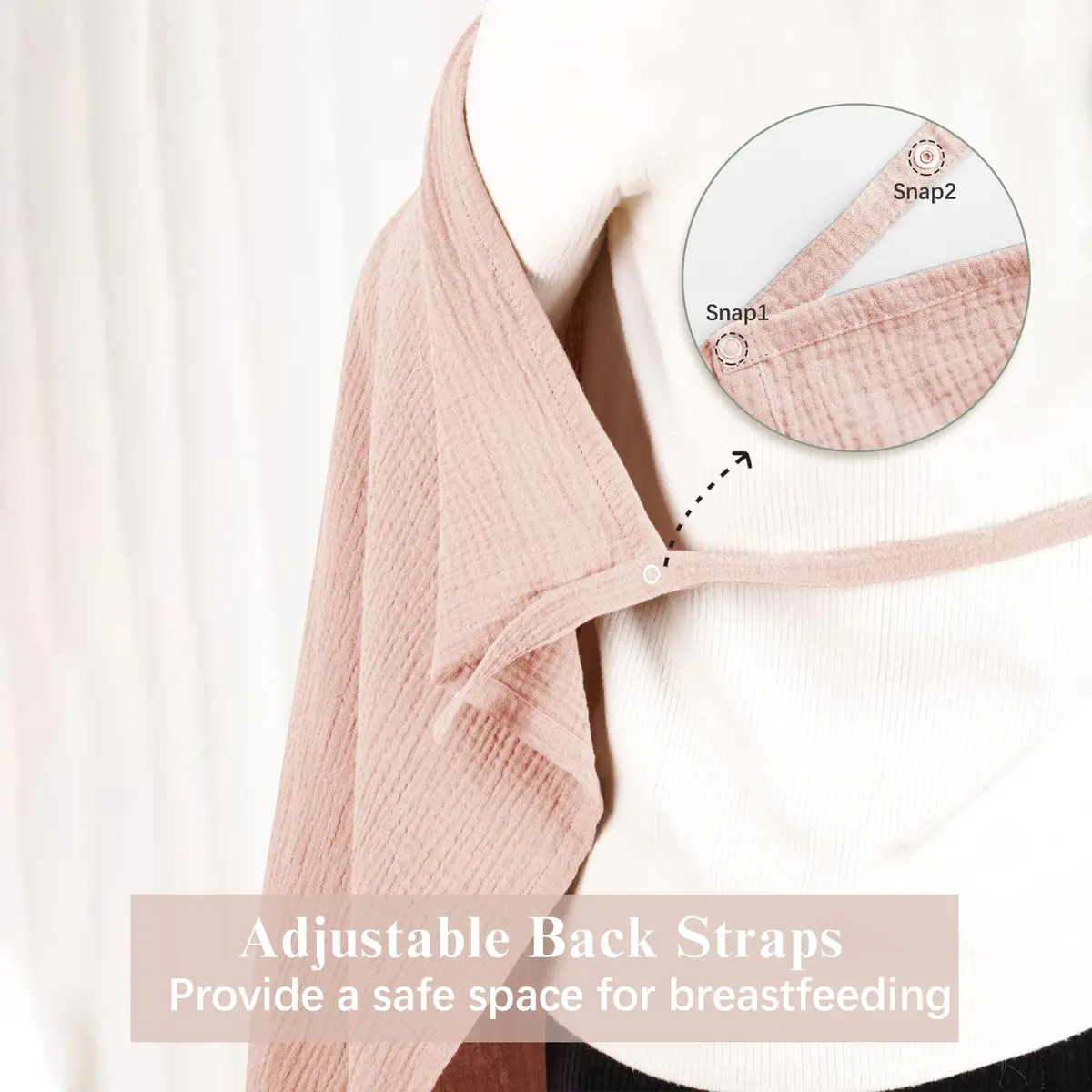 Coreeky 2 Pack 100% Cotton Muslin Nursing Covers for Breastfeeding | Soft & Breathable with Adjustable Neck Strap - view 3