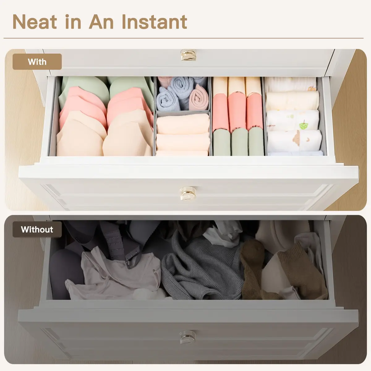 Criusia Drawer Organizer Clothes, 14 Pack | Foldable Closet Dividers for Baby Clothes & Underwear - view 4