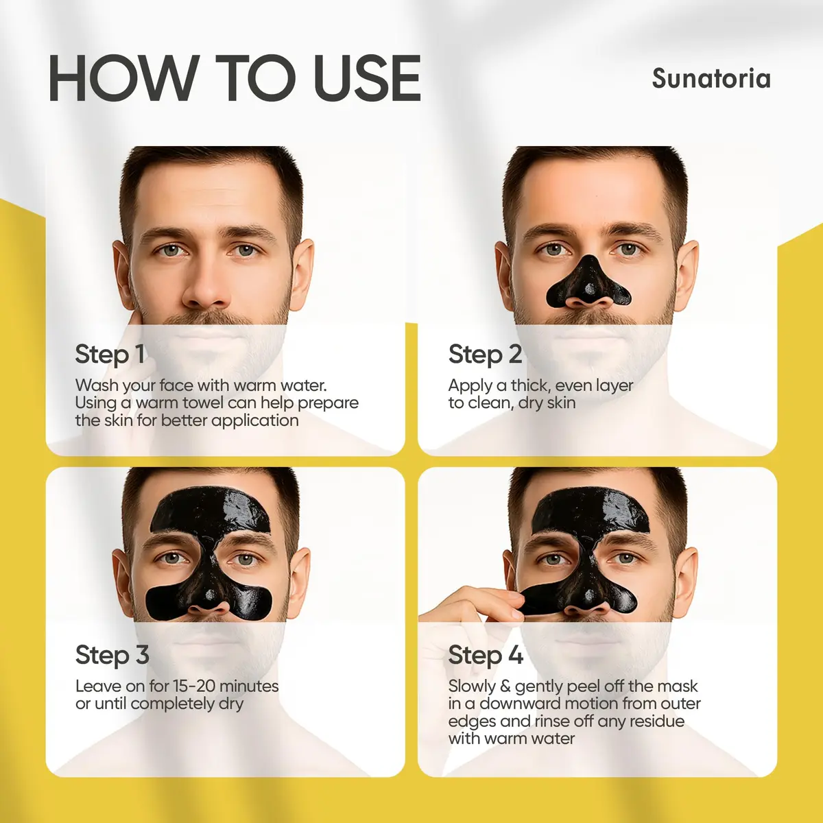 SUNATORIA Men's Original Black Peel-Off Charcoal Pore Mask 60ml (2.04 fl oz) | Deep Cleansing for Oily Skin - view 6