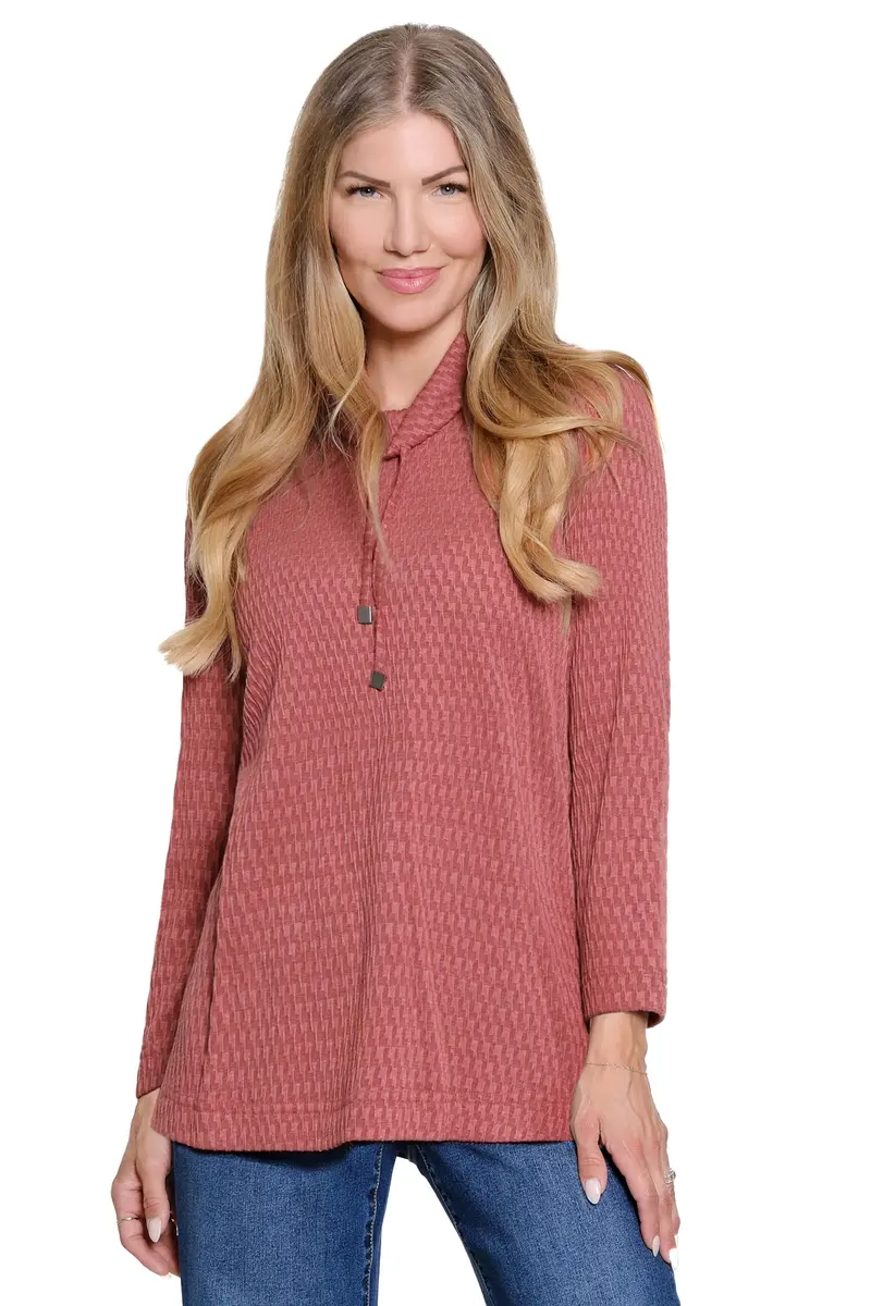 Ali Miles Knit Pop-Over Tunic Cowl Neck with Ties Long Sleeves | Elegant & Versatile XS - main product image