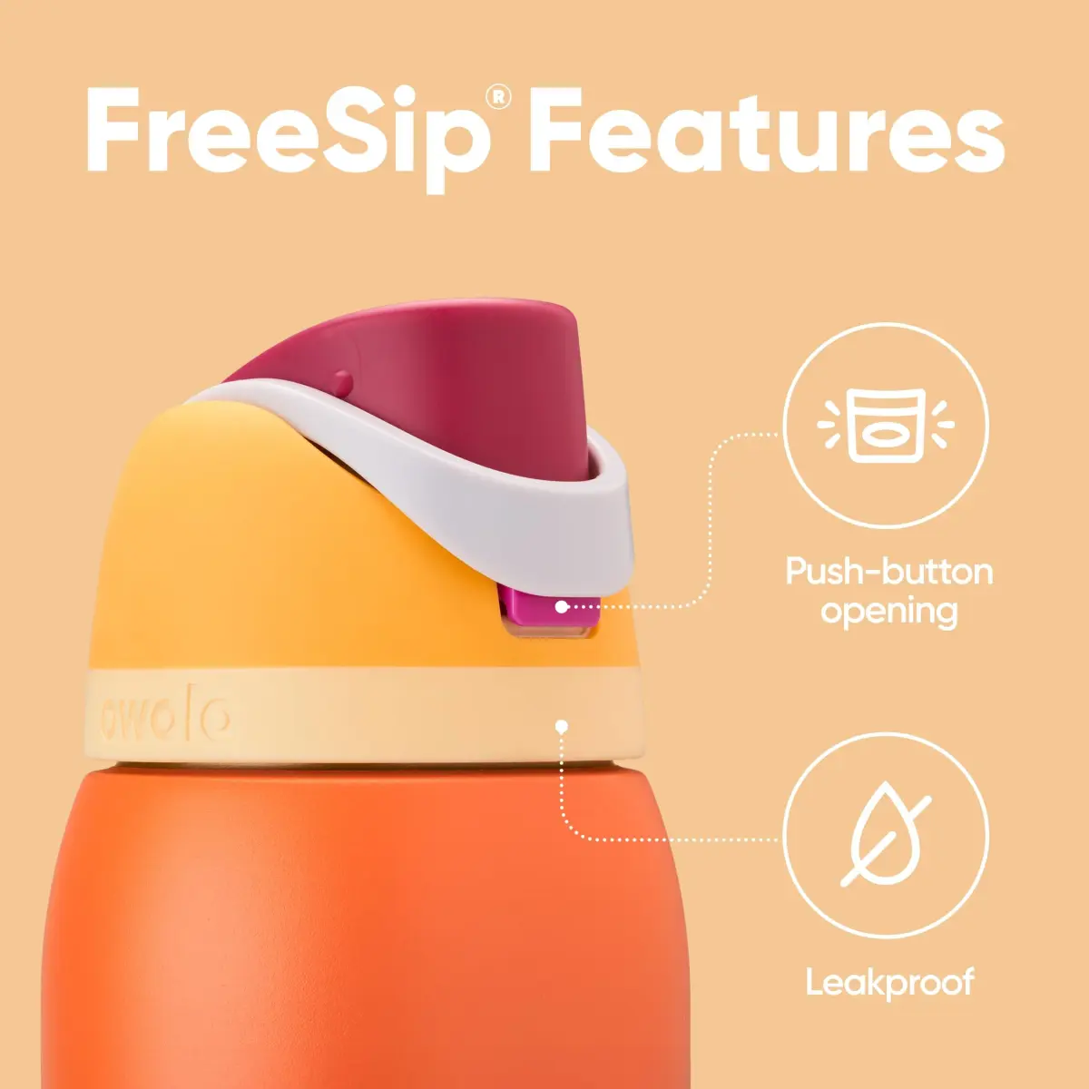 Owala FreeSip Insulated Stainless Steel Water Bottle 40 oz (1183ml) Citrus Crush | Keeps Cold 24 Hrs - view 3