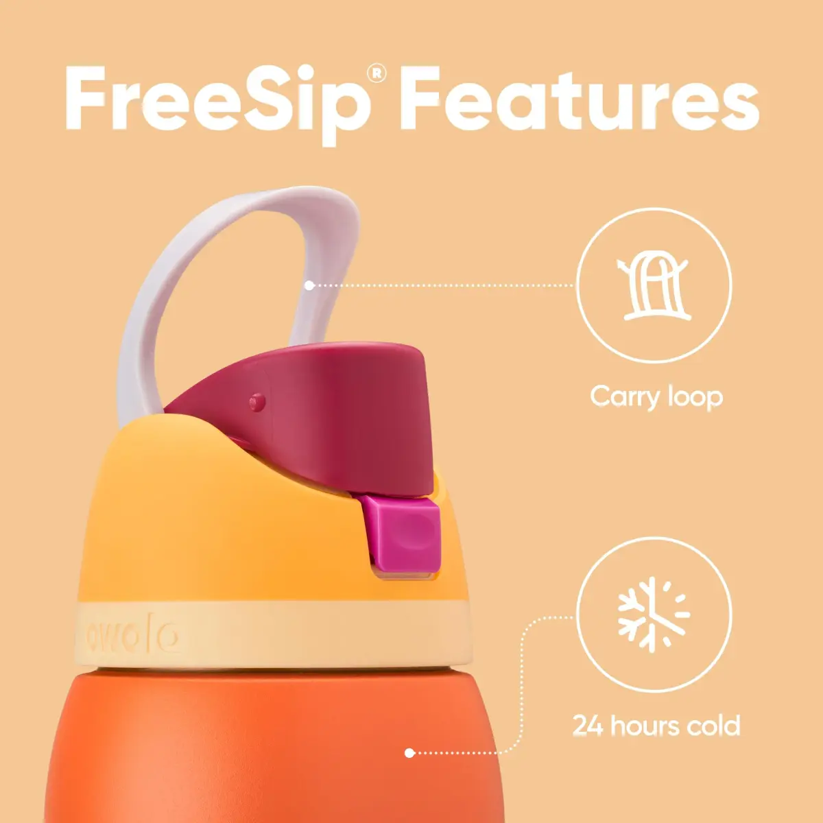 Owala FreeSip Insulated Stainless Steel Water Bottle 40 oz (1183ml) Citrus Crush | Keeps Cold 24 Hrs - view 4