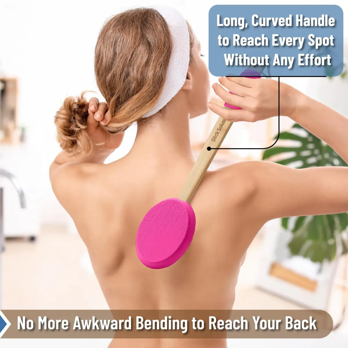 Slick Solutions 17 Inch Hot Pink Lotion Applicator for Easy Back & Body Reach - view 3