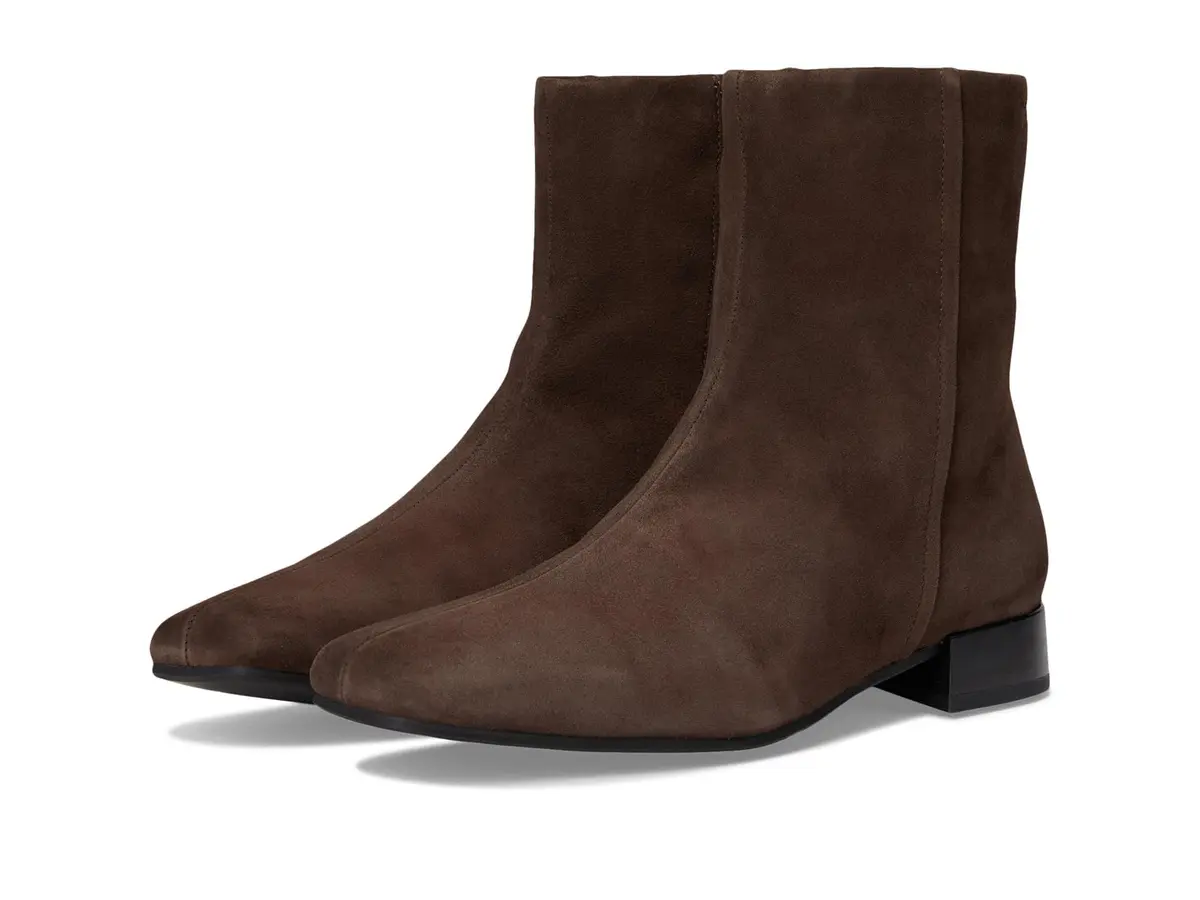 Vagabond Mona Suede Bootie 7 US | Modern Square Toe, Zipper Closure, 1in Block Heel - main product image