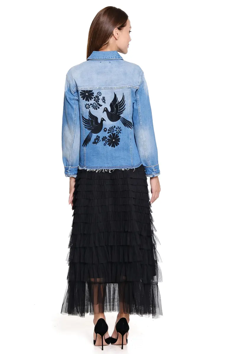John-Mark Tiered Tulle Lined Pull On Skirt | Elegant Black, Mid Rise, Petite - view 2
