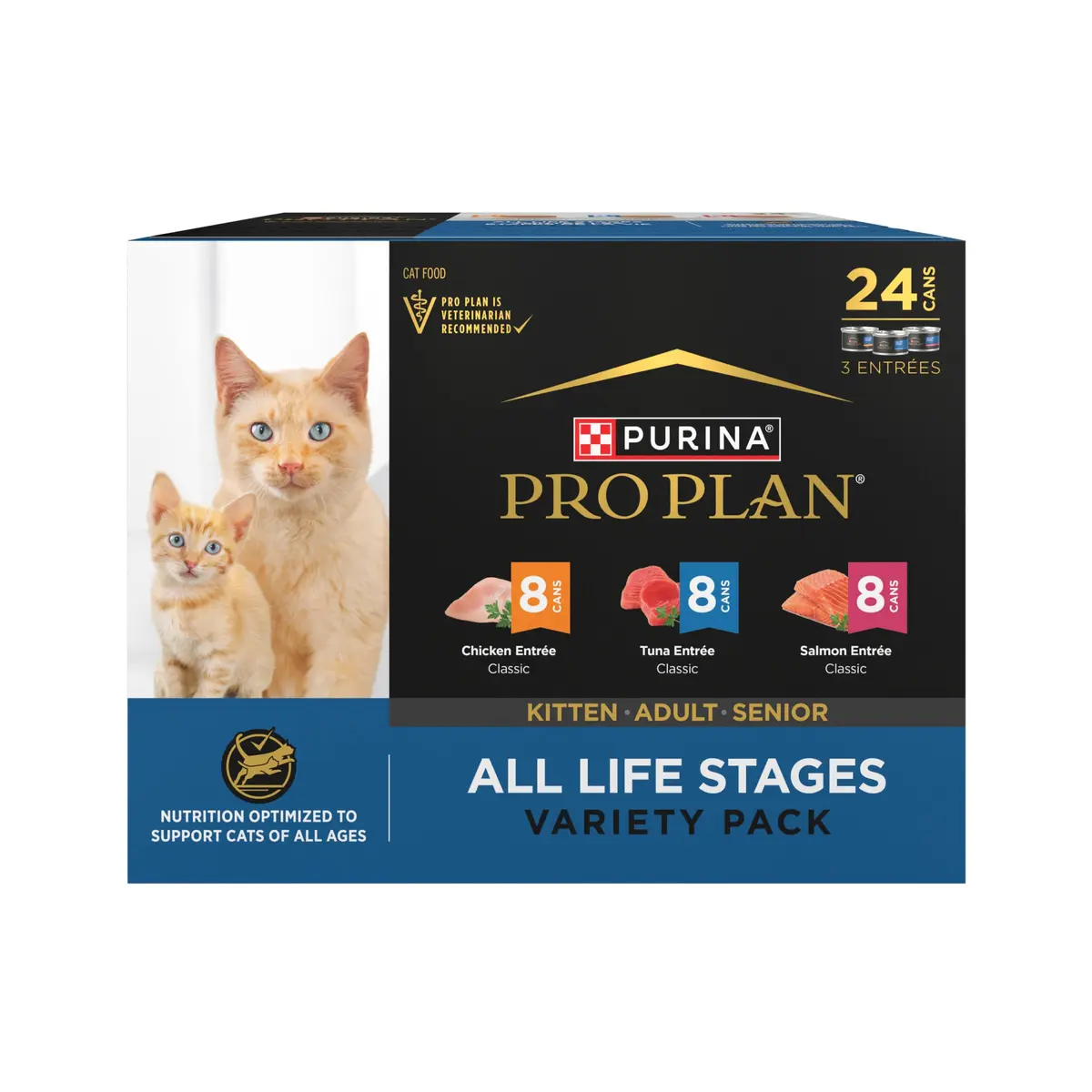 Purina Pro Plan All Life Stages Pate Wet Cat Food Variety Pack, (24) 3 oz | Complete Nutrition for Cats - main product image