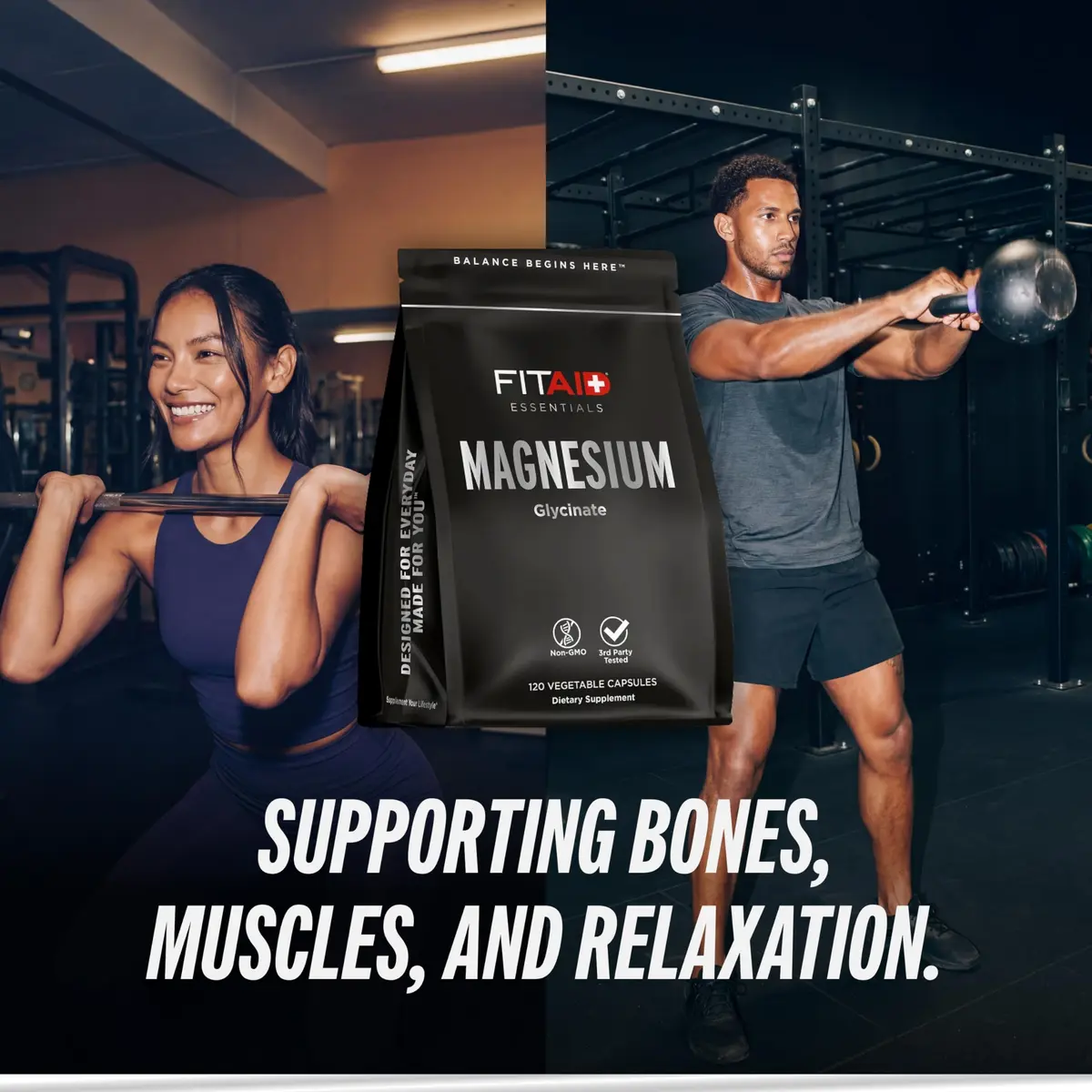 LIFEAID FITAID Essentials Magnesium Glycinate Recovery, 120 Capsules | Supports Muscle & Bone Health - view 4