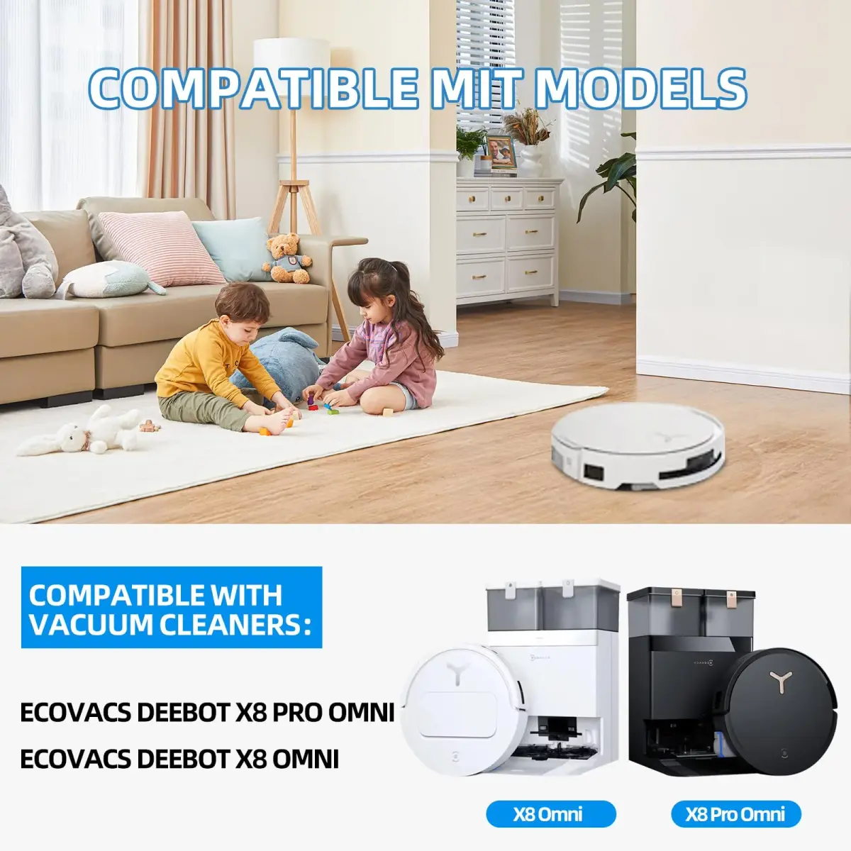 EOVWAEO 21-Piece Robot Vacuum Accessory Kit for ECOVACS DEEBOT X8 PRO OMNI / X8 OMNI | Includes Main Brush, Side Brushes, Mops, Filters, and Dust Bags - view 2