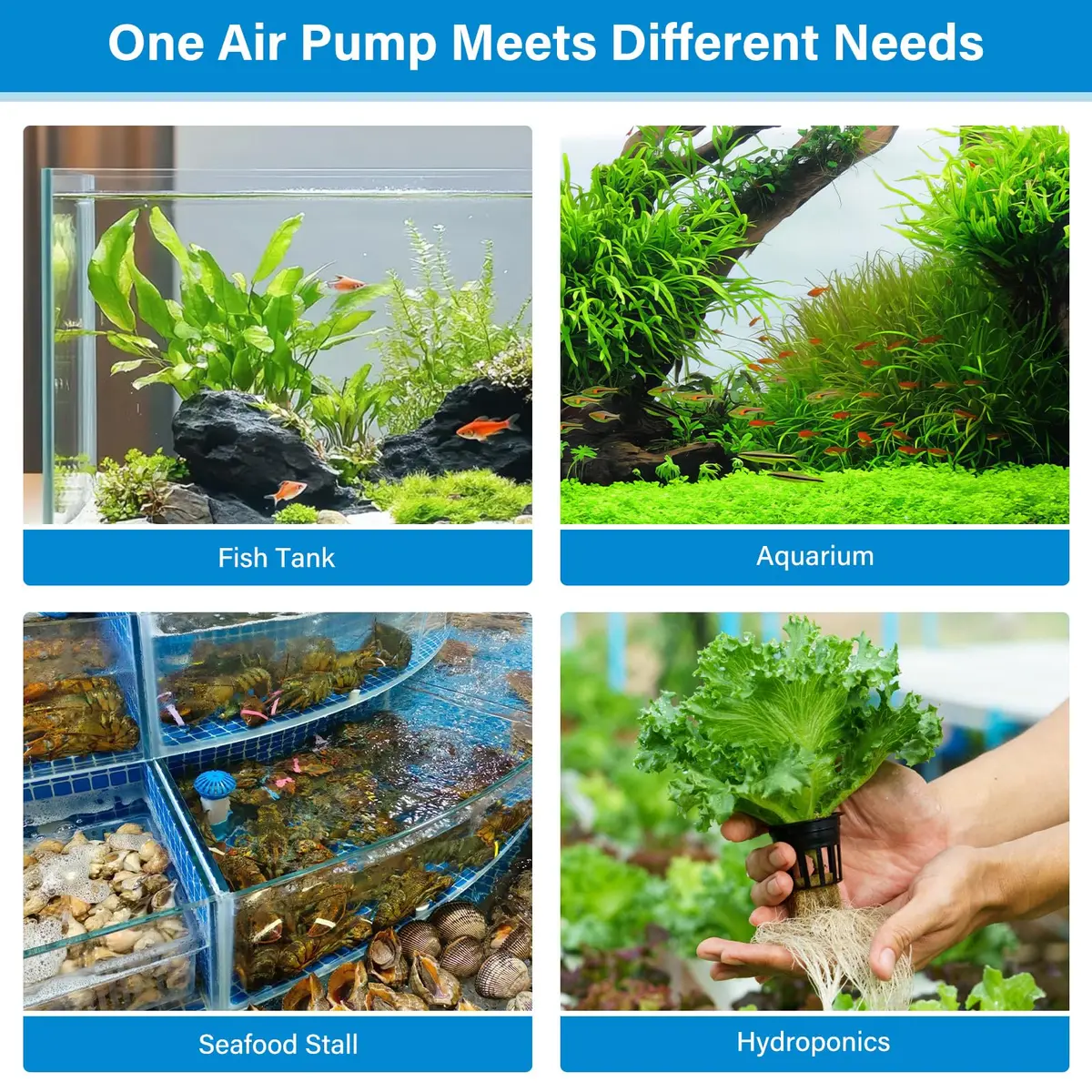 hygger Quiet Adjustable Aquarium Air Pump 4W Dual Outlet with Air Stones & Check Valves | 360 L/H (95 GPH) x 2 - view 8