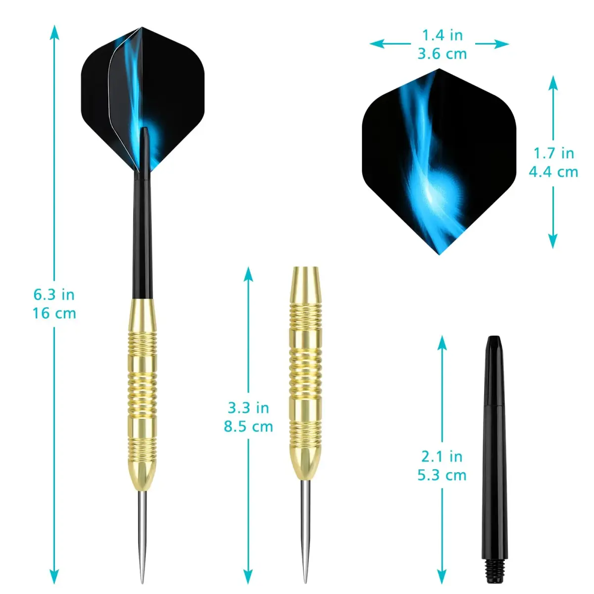 Accmor 24g Steel Tip Darts Set, 12 Pack Metal Darts with PVC Shafts & Flights | Precision Machined Barrels for All Skill Levels - view 6