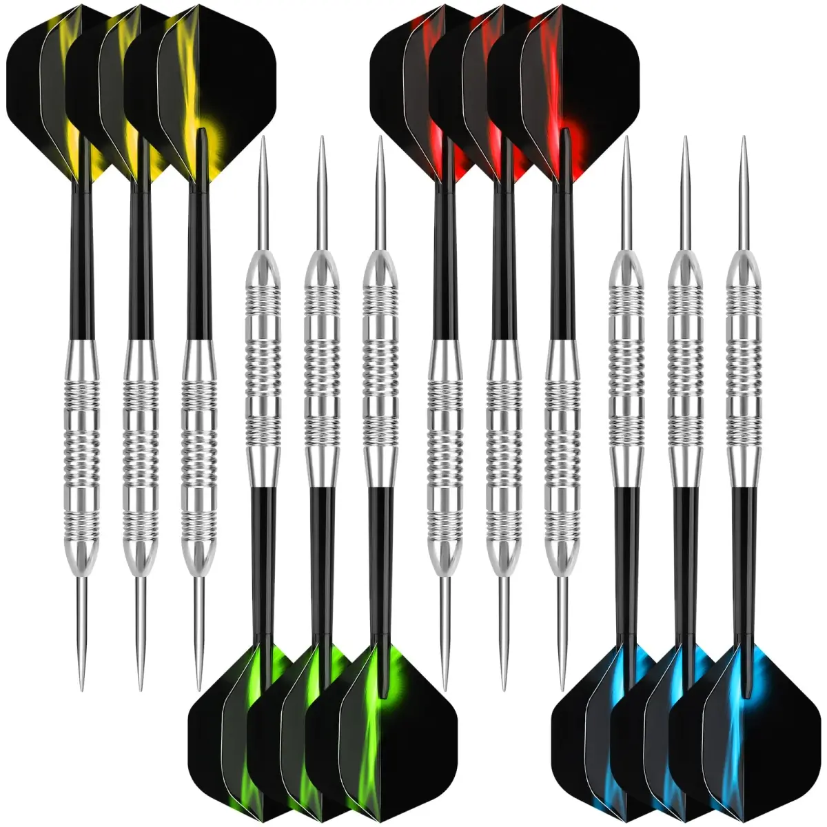 Accmor 24g Steel Tip Darts Set, 12 Pack Professional Metal Darts with Copper Barrels | Precision Machined for Control - main product image