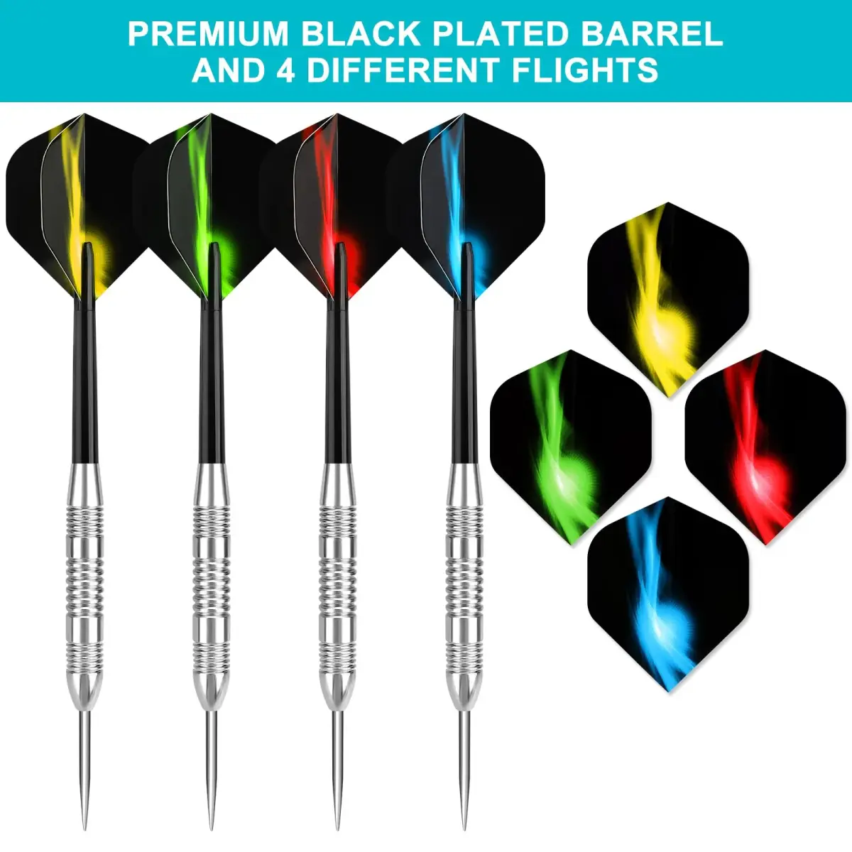 Accmor 24g Steel Tip Darts Set, 12 Pack Professional Metal Darts with Copper Barrels | Precision Machined for Control - view 2