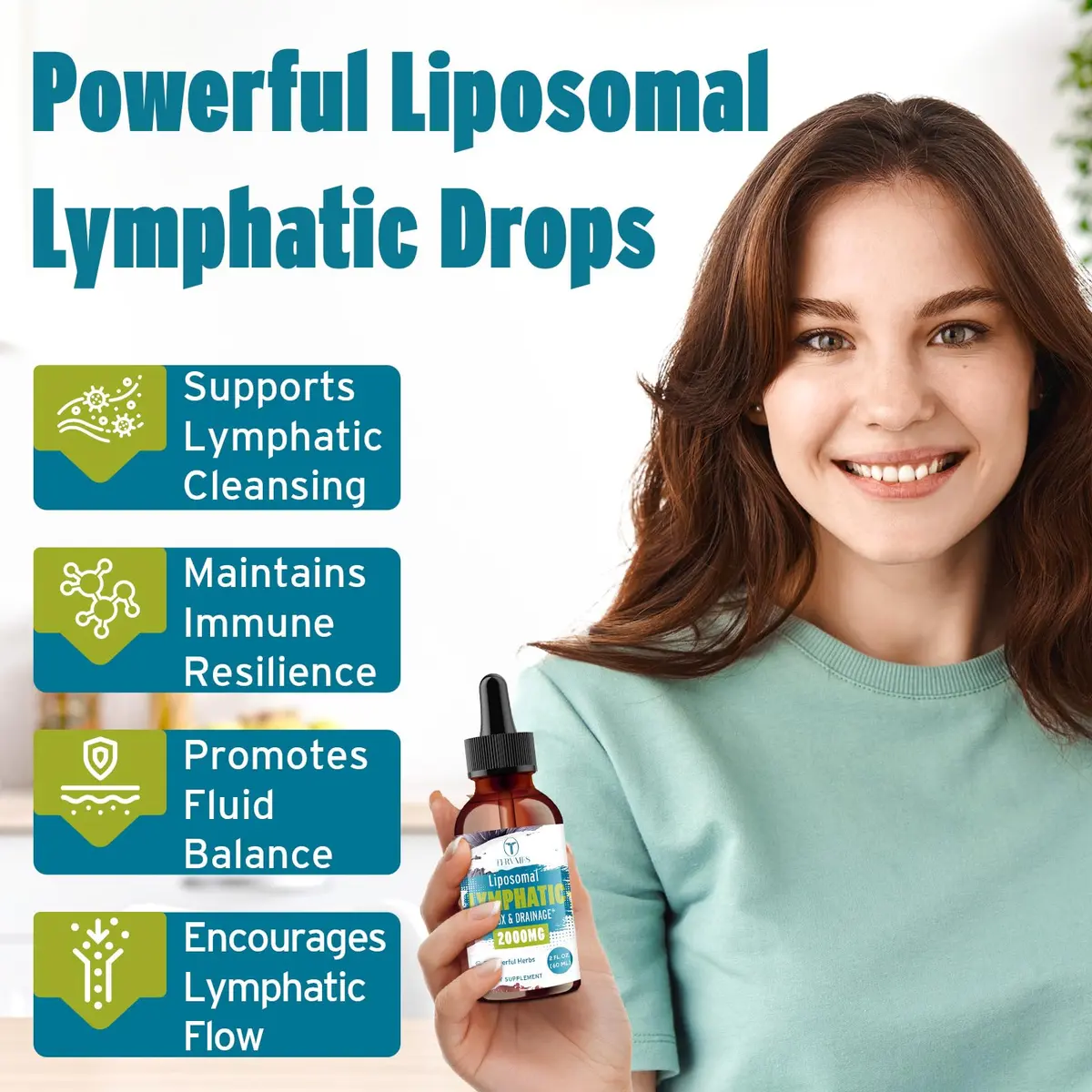Tervaies Liposomal Lymphatic Detox & Drainage Drops 2000mg Herbal Blend with Elderberry & Echinacea | Supports Lymphatic & Immune Health - view 5