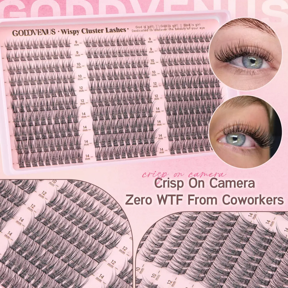 Goddvenus Natural DIY Lash Clusters Kit 300pcs C Curl Short Individual Lashes | Wispy & Lightweight for Effortless Flutter - view 6