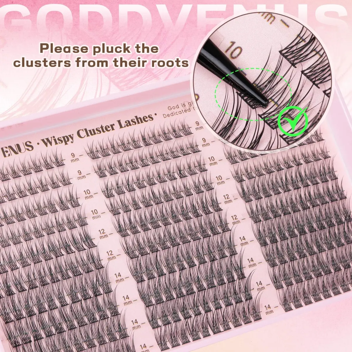 Goddvenus Natural DIY Lash Clusters Kit 300pcs C Curl Short Individual Lashes | Wispy & Lightweight for Effortless Flutter - view 7