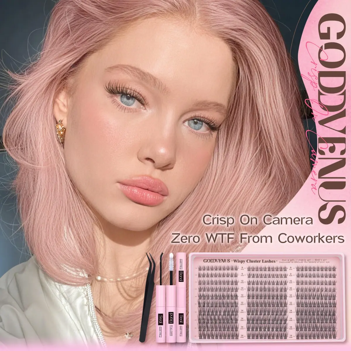 Goddvenus Natural DIY Lash Clusters Kit 300pcs C Curl Short Individual Lashes | Wispy & Lightweight for Effortless Flutter - view 3