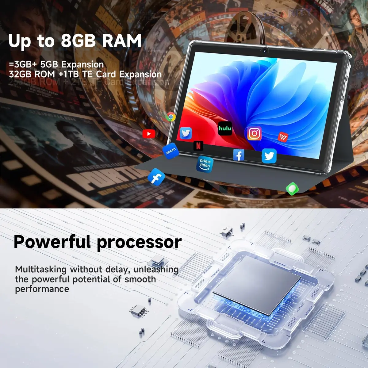 HOTTABLET 7-Inch Android 14 Tablet with Case, 8GB RAM + 32GB ROM, IPS Display, Dual Camera, WiFi 5G - view 4