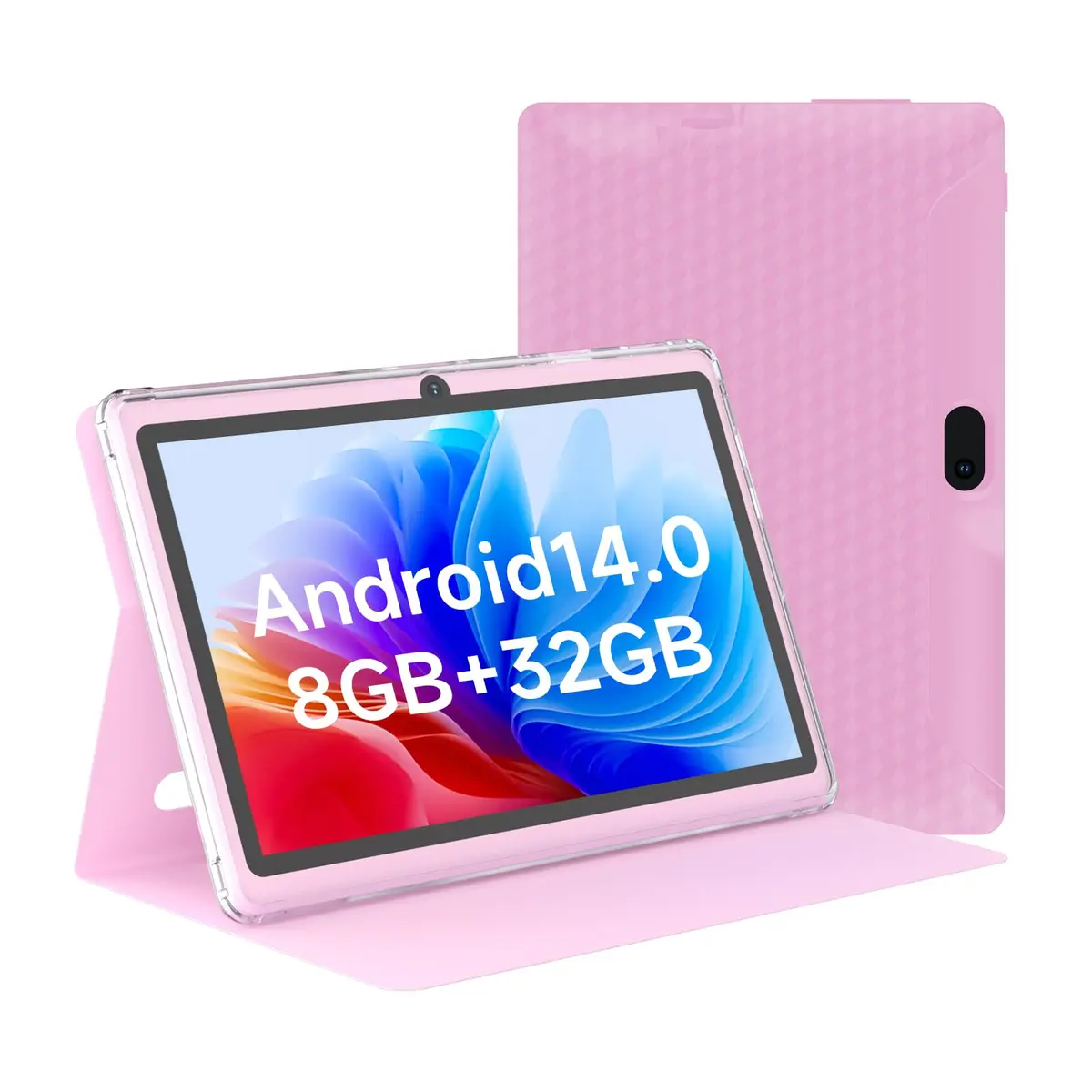 HOTTABLET 7-Inch Android 14 Tablet with Protective Case, 8GB RAM + 32GB ROM, IPS Screen, Pink | Use Tablet as Phone in India - main product image