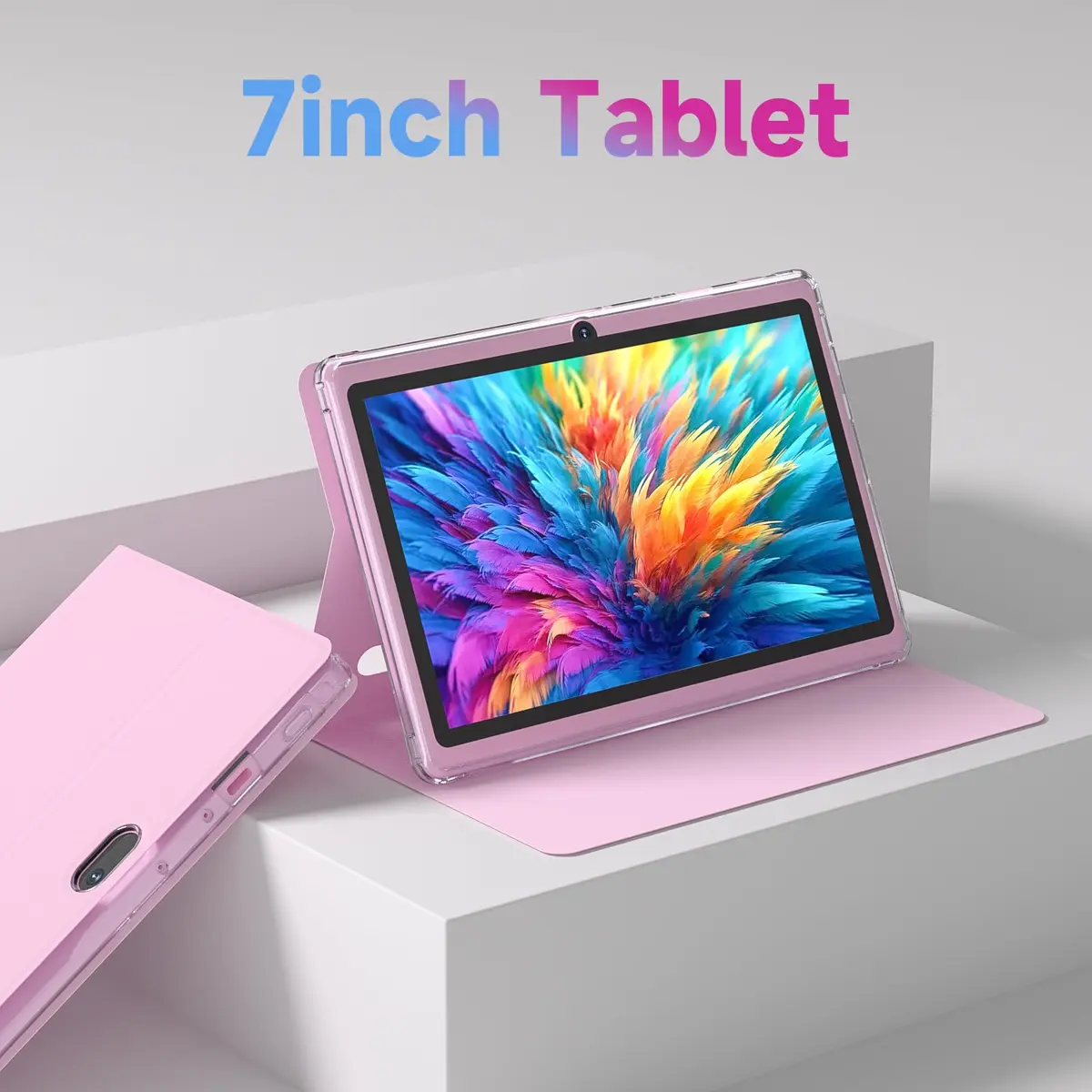 HOTTABLET 7-Inch Android 14 Tablet with Protective Case, 8GB RAM + 32GB ROM, IPS Screen, Pink | Use Tablet as Phone in India - view 2