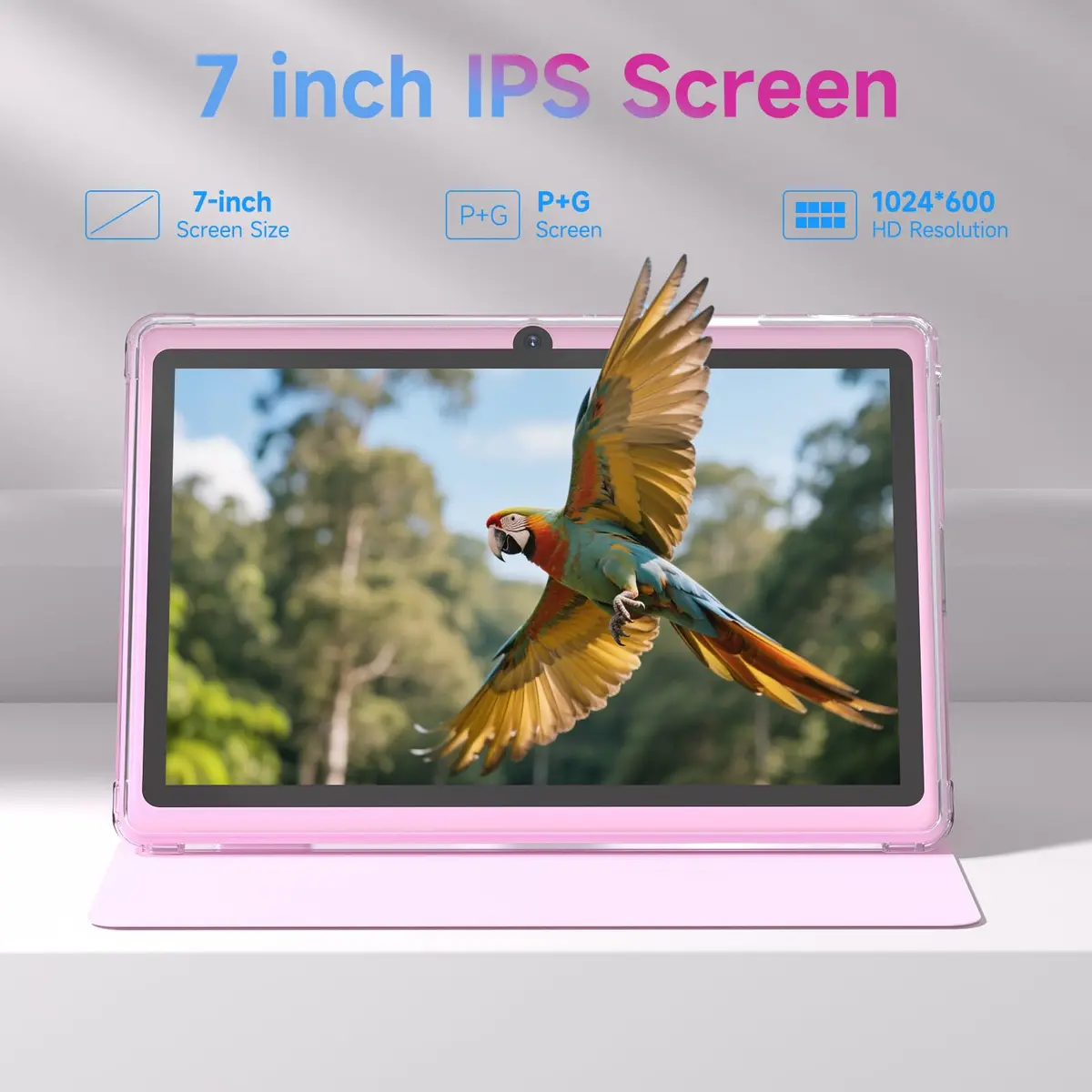 HOTTABLET 7-Inch Android 14 Tablet with Protective Case, 8GB RAM + 32GB ROM, IPS Screen, Pink | Use Tablet as Phone in India - view 3