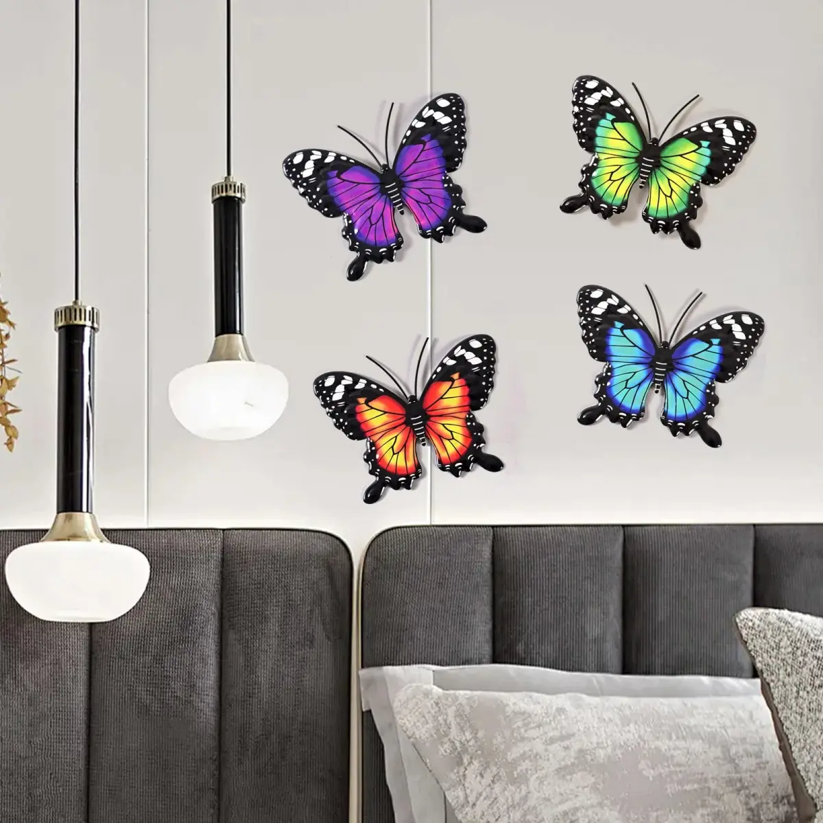 Yungeln Metal Butterfly Wall Decor 4 Pack | Vibrant Iron Art for Indoor & Outdoor Spaces - view 7