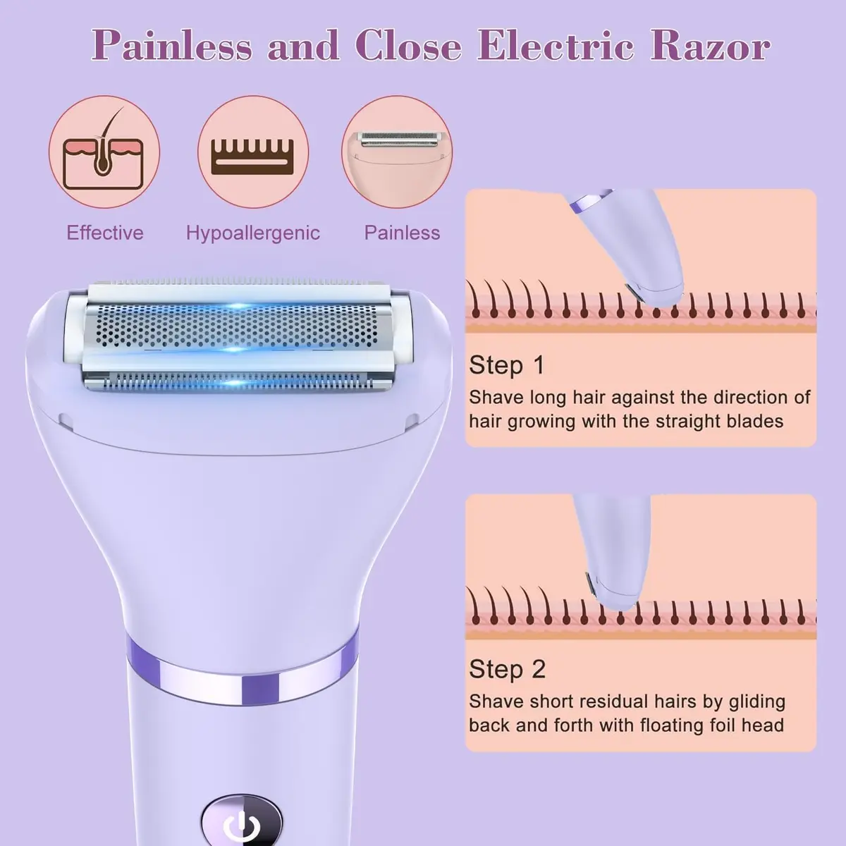Scttomon 3-in-1 Electric Razor Bikini Trimmer Waterproof Wet & Dry | Painless Personal Groomer for Ladies Face & Body - view 6