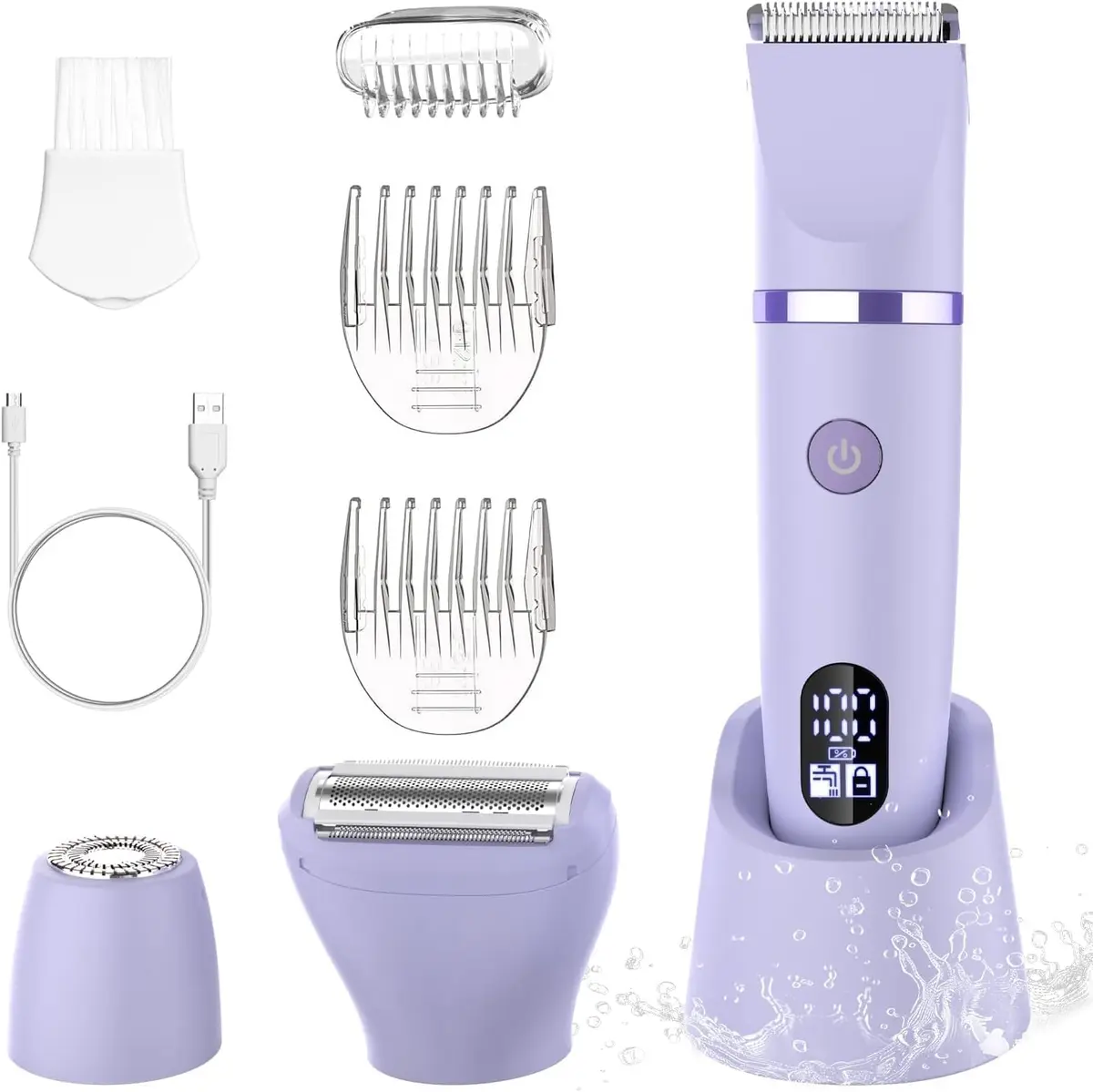 Scttomon 3-in-1 Electric Razor Bikini Trimmer Waterproof Wet & Dry | Painless Personal Groomer for Ladies Face & Body - main product image